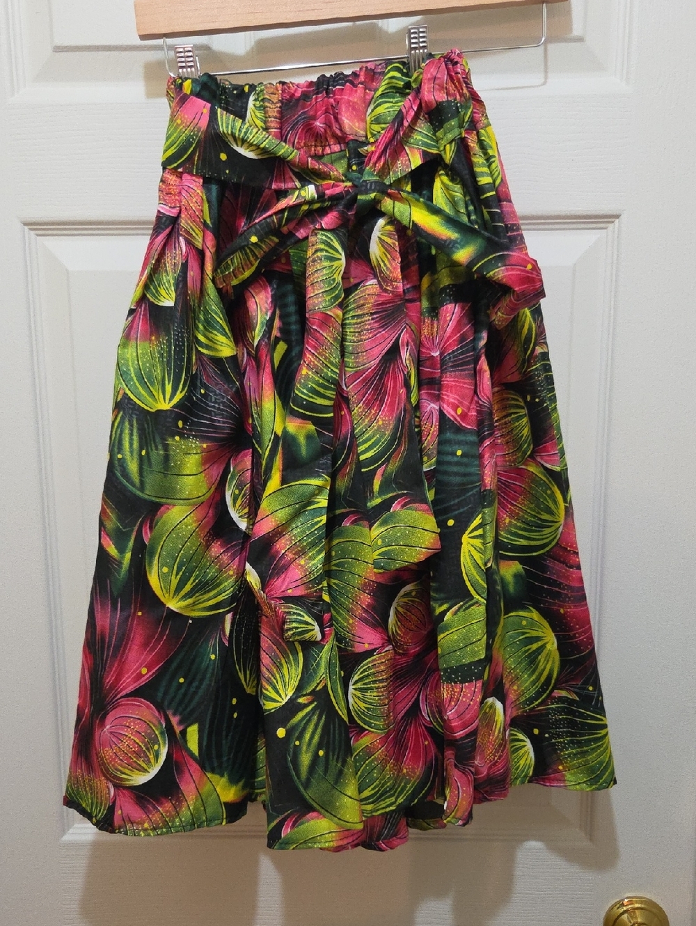 Women’s Print A-Line Skirt - Pink & Green